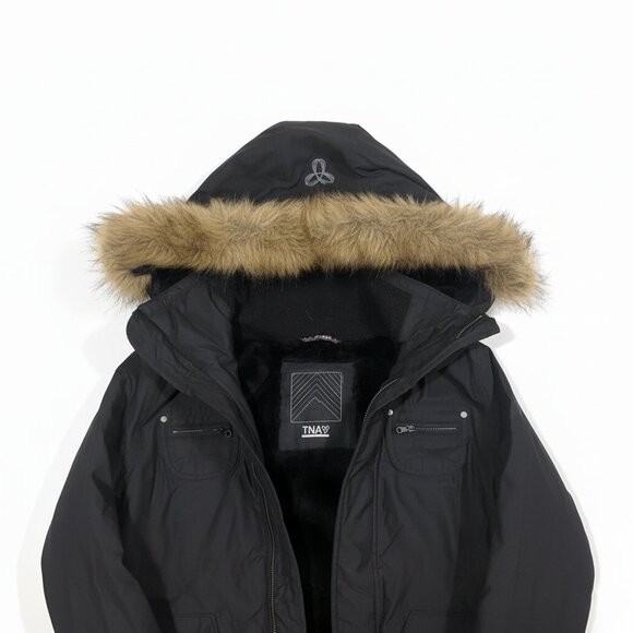 ARITZIA TNA Verbier Parka Black Long Coat Faux Fur Hood Women's (S) Winter - Picture 2 of 7